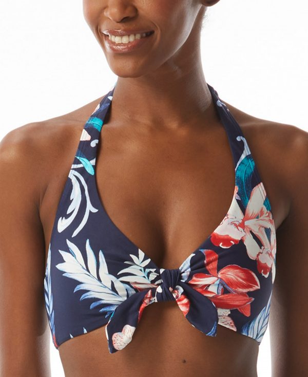 Carmen Marc Valvo Women's Printed Halter Bikini Top - Navy Multi