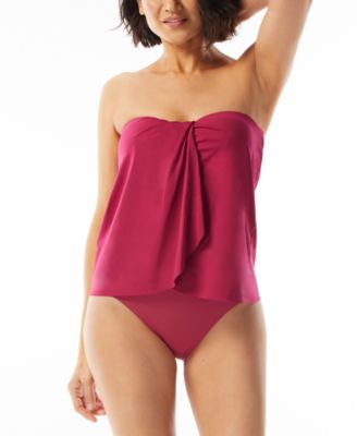 Coco Reef Contours Bra Sized Clarity Bandeau Tankini Top High Waist Bikini Bottoms