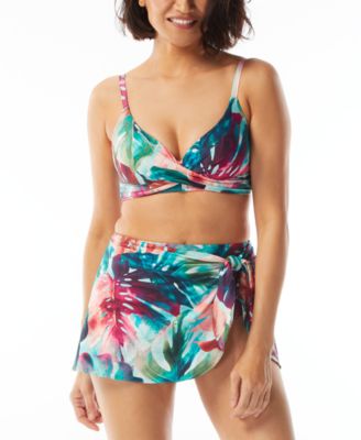 Coco Reef Womens Diamond Wrap Bikini Top Halo Sarong Skirted Swim Bottoms