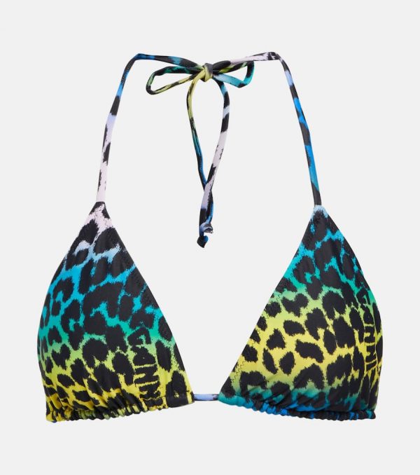 Ganni Leopard-print triangle bikini top