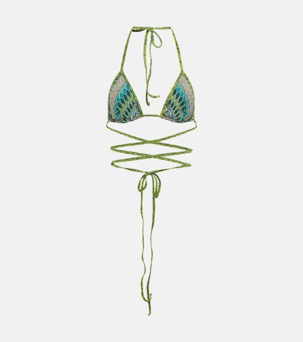 Jean Paul Gaultier Printed wrap-tie bikini top