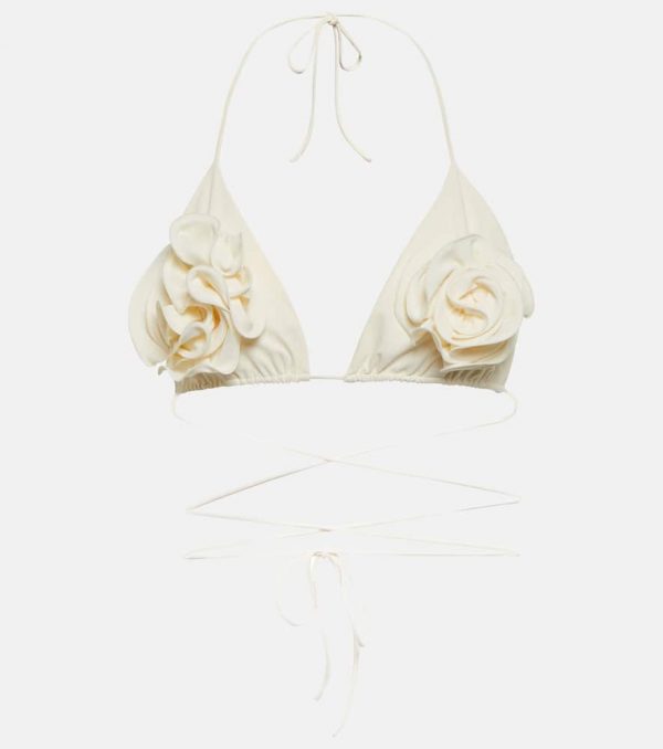 Magda Butrym Floral appliqué triangle bikini top