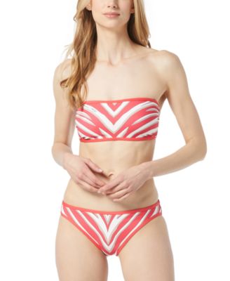 Michael Michael Kors Womens Convertible Striped Bandeau Bikini Top Striped Bikini Bottoms Caftan Swim Cover Up