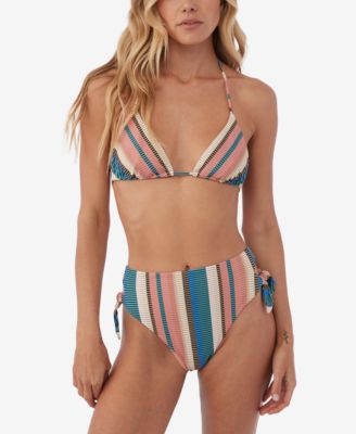 Oneill Womens Kendari Striped Venice Bikini Top Matching Side Tie Bikini Bottoms