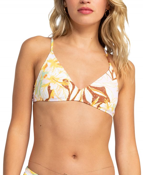 Roxy Juniors' Printed Beach Classics Triangle Bikini Top - Quiet Green Coast Coast