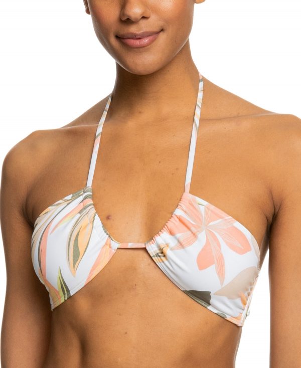 Roxy Juniors' Pt Beach Classics Floral-Print Halter Bikini Top - Bright White Subtly Salty Flat