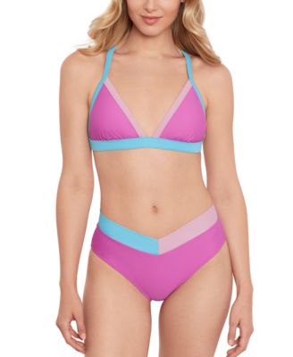 Salt Cove Juniors Contrast Trim Triangle Bikini Top Contrast Bikini Bottoms Created For Macys