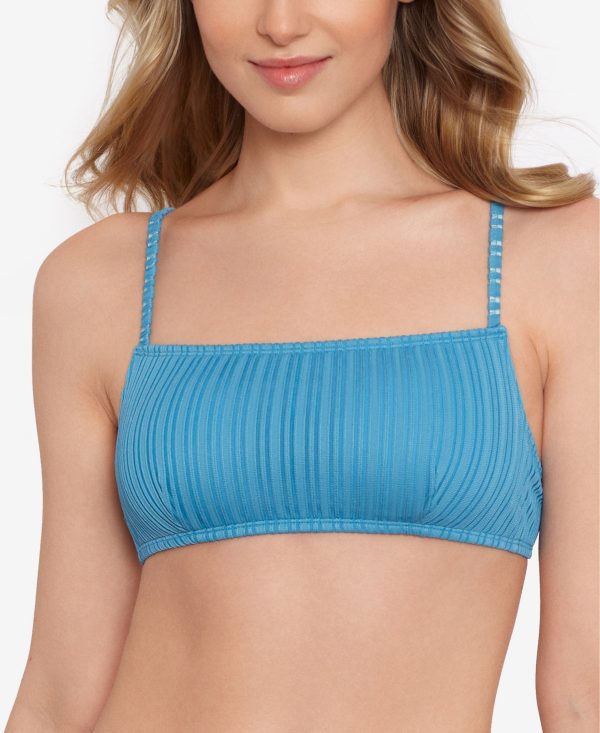 Salt + Cove Juniors' Mesh Ribbed Bralette Bikini Top, Created for Macy's - Blue