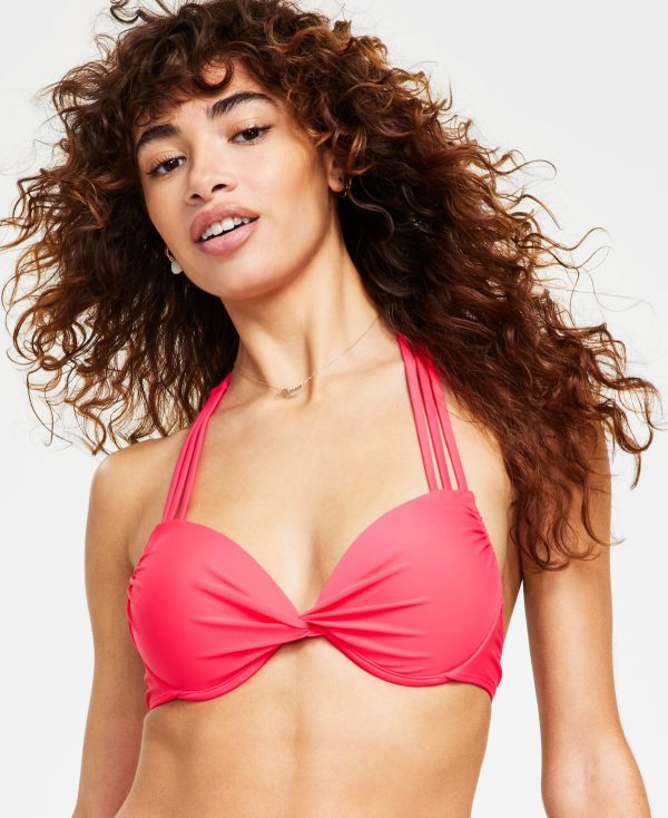 Salt + Cove Juniors' Strappy Underwire Push-Up Bikini Top, Created for Macy's - Red