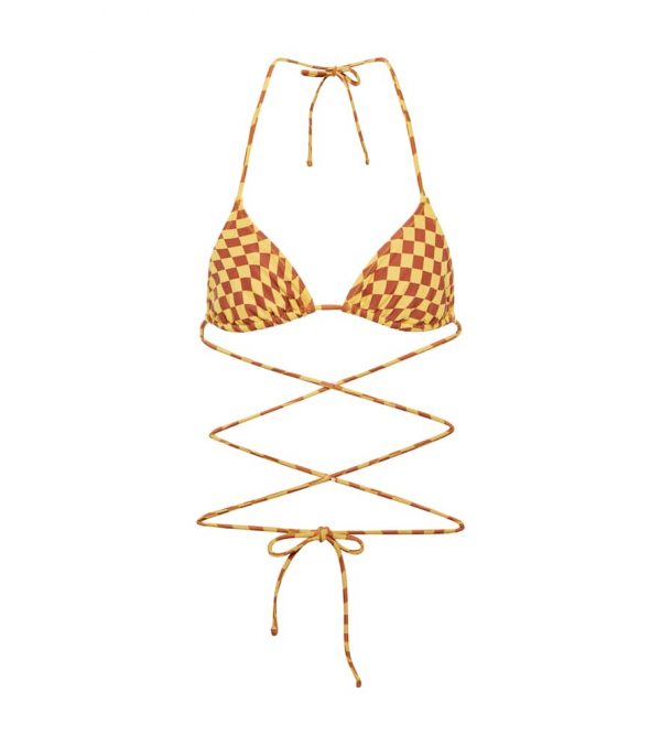 Tropic of C Praia checked tie-around bikini top