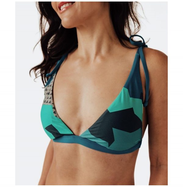 Women's Colorful Camo Triangle Swim Bikini Top - Camoflauge