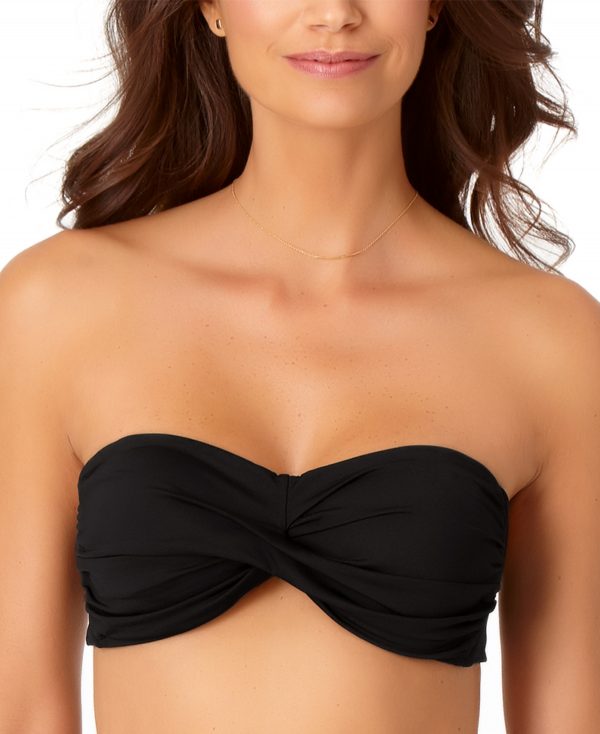 Anne Cole Solid Twist-Front Bikini Top - Black