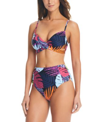 Bar Iii Palm Prowl Crossover Front Top Bikini Bottom Created For Macys
