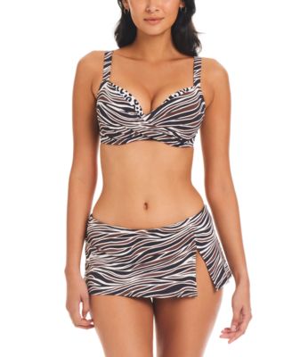 Bleu Rod Beattie Animal Instinct Twist Front Bikini Top Swim Skirt