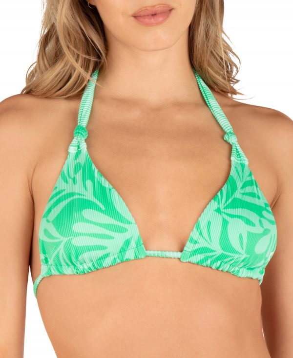 Hurley Juniors' Tropical-Print Triangle Bikini Top - Jade