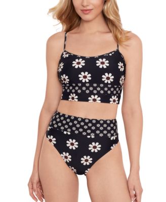 Salt Cove Juniors Daisy Print Cropped Bikini Swim Top High Waist Bikini Bottoms Created For Macys