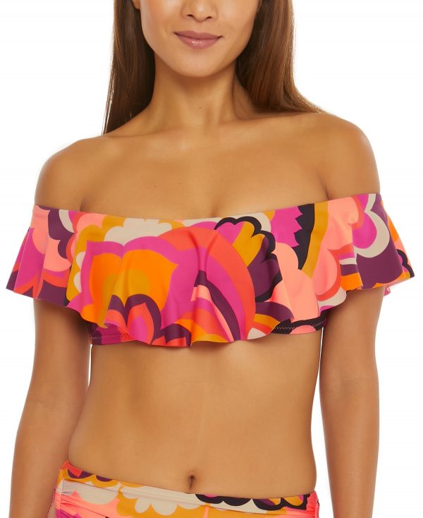 Trina Turk Women's Fan Faire Ruffled Bandeau Bikini Top - Multi