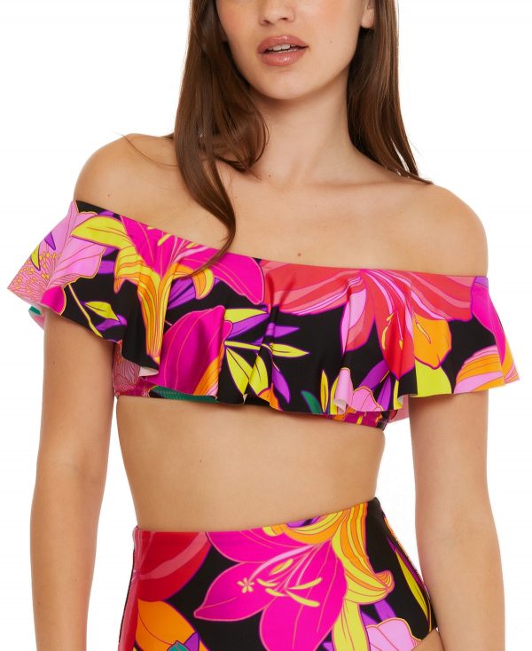 Trina Turk Women's Solar Floral Ruffled Off-The-Shoulder Bikini Top - Multi